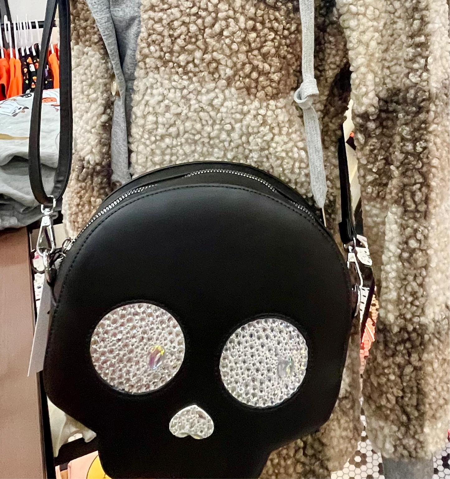 Hand-placed Rhinestone Skull Bag