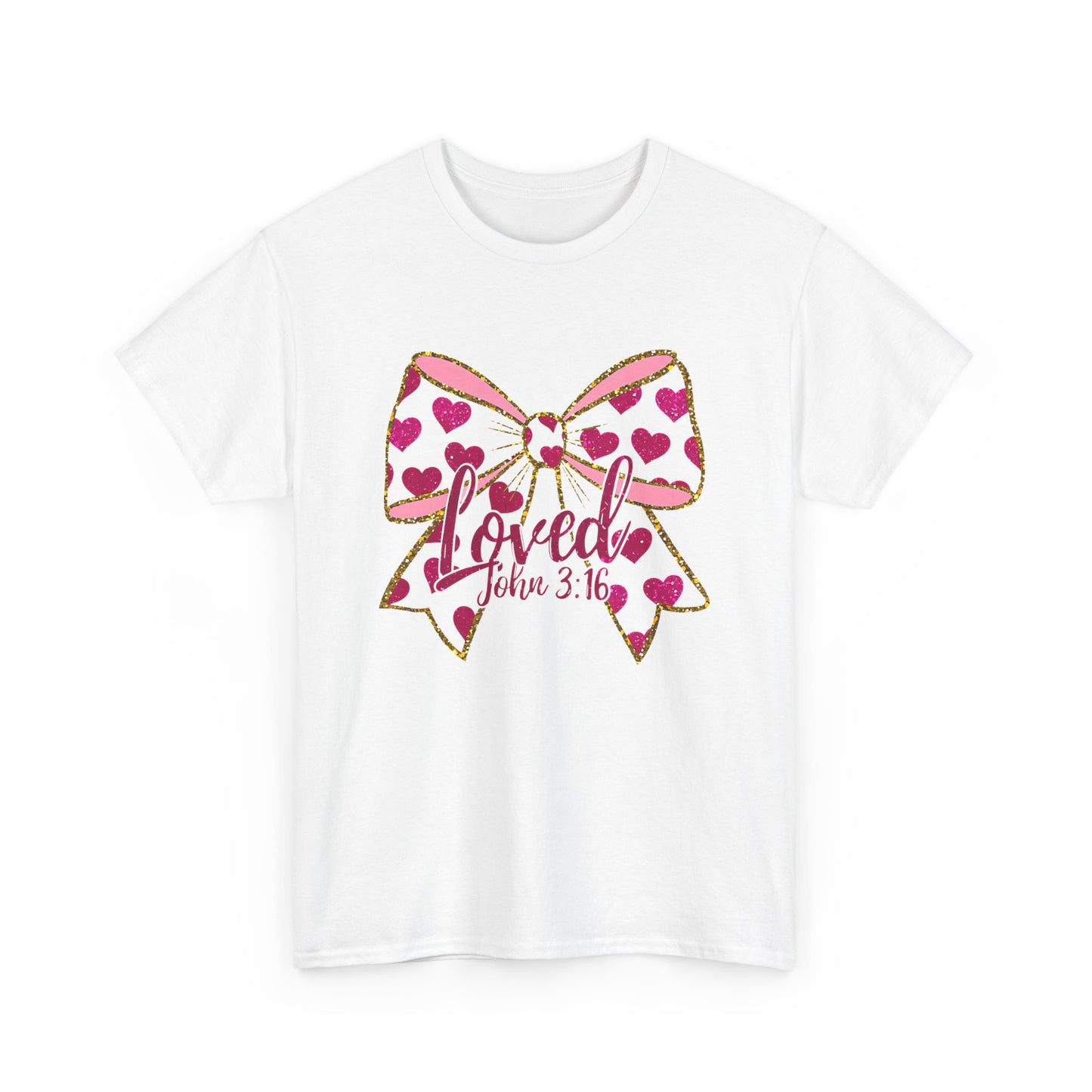 Loved Valentine's Day Bow Unisex Heavy Cotton Tee