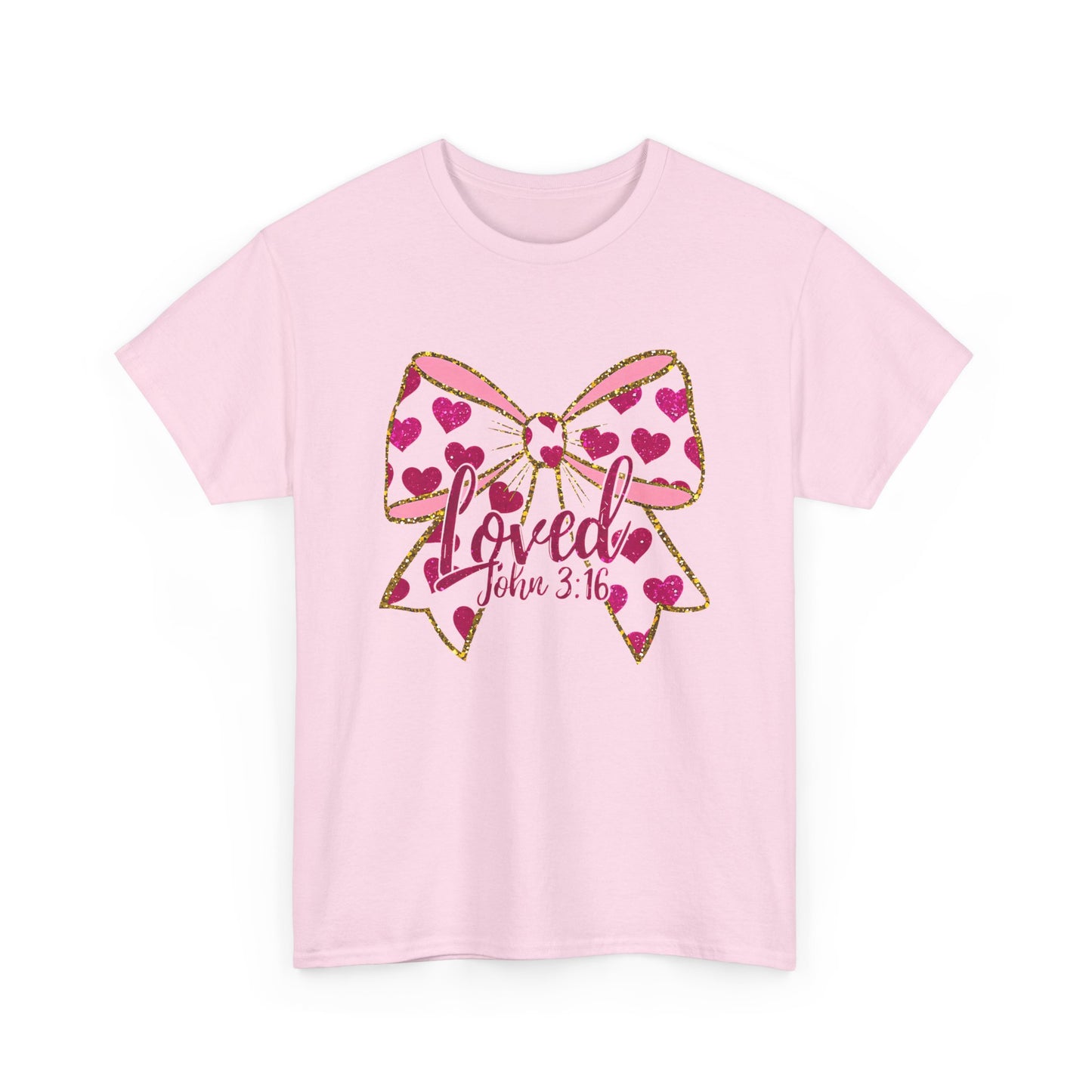 Loved Valentine's Day Bow Unisex Heavy Cotton Tee