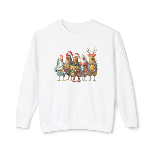 Christmas Chicken Unisex Lightweight Crewneck Sweatshirt