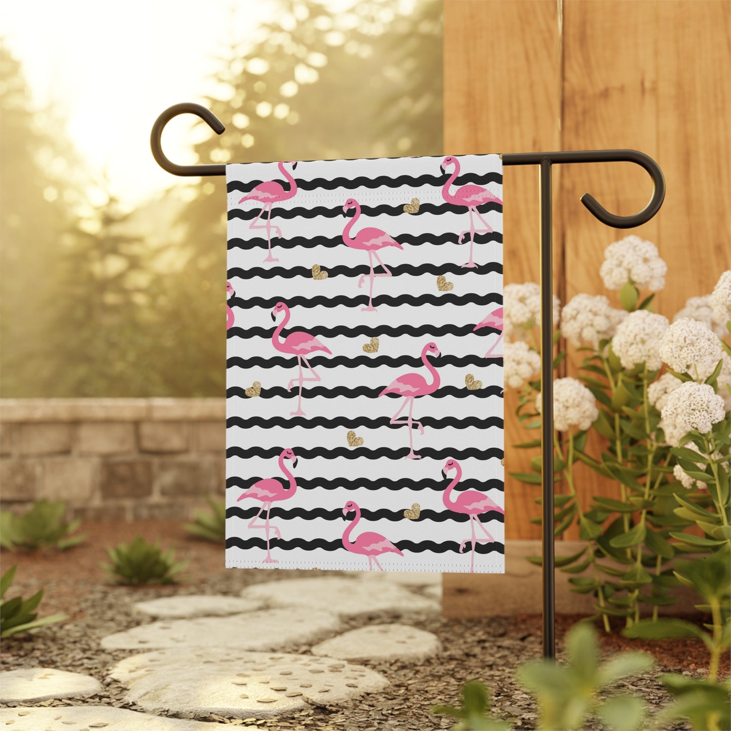 Flamingo Stripes Garden & House Banner