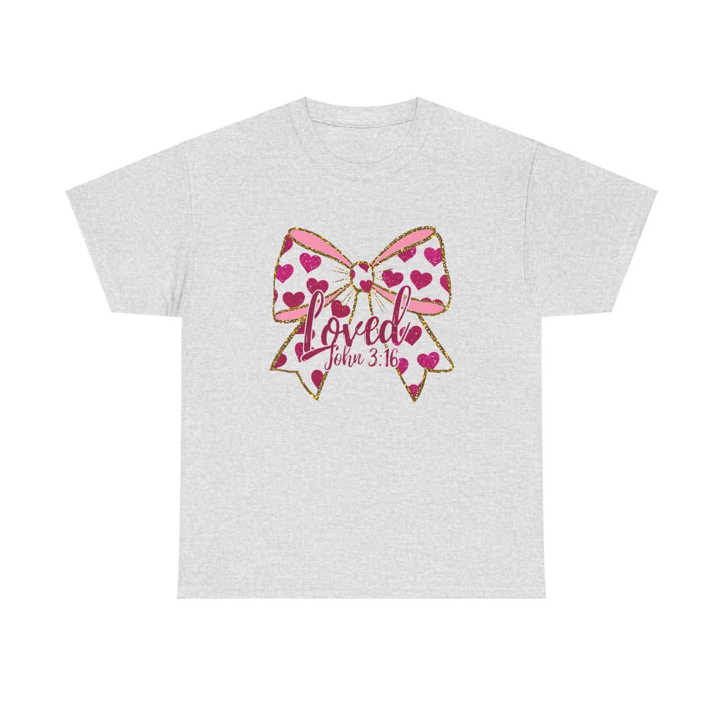 Loved Valentine's Day Bow Unisex Heavy Cotton Tee