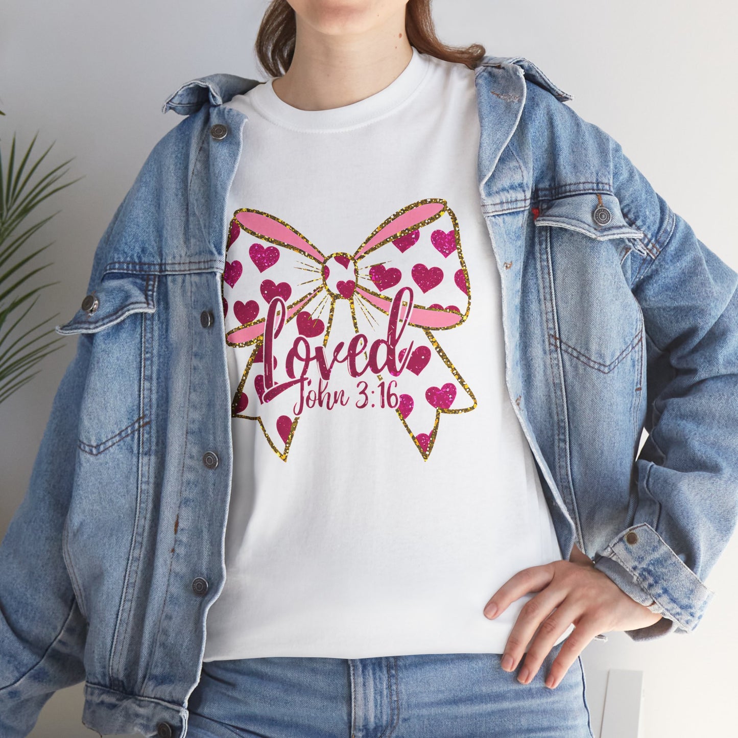 Loved Valentine's Day Bow Unisex Heavy Cotton Tee