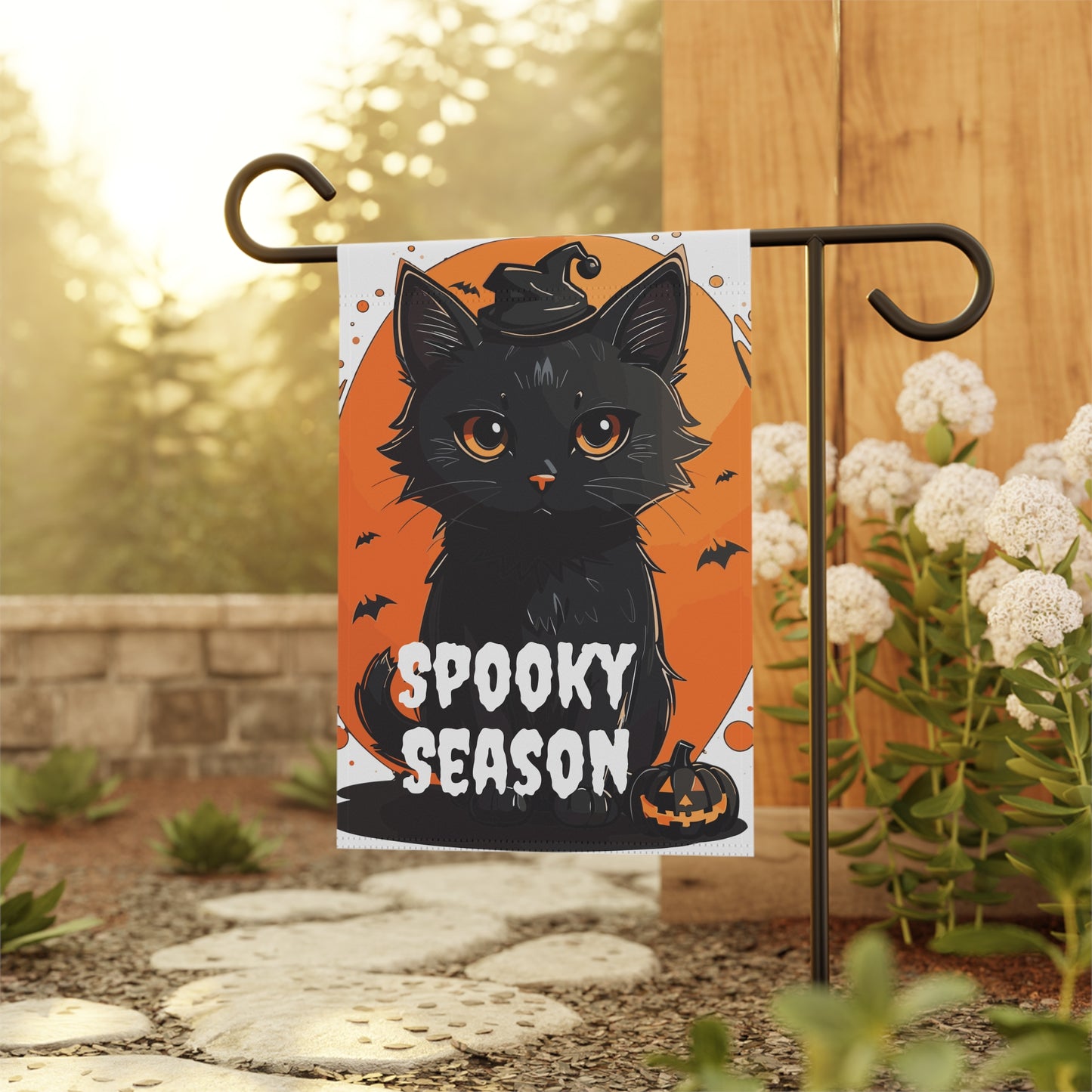 Spooky Season Black Cat Garden & House Banner