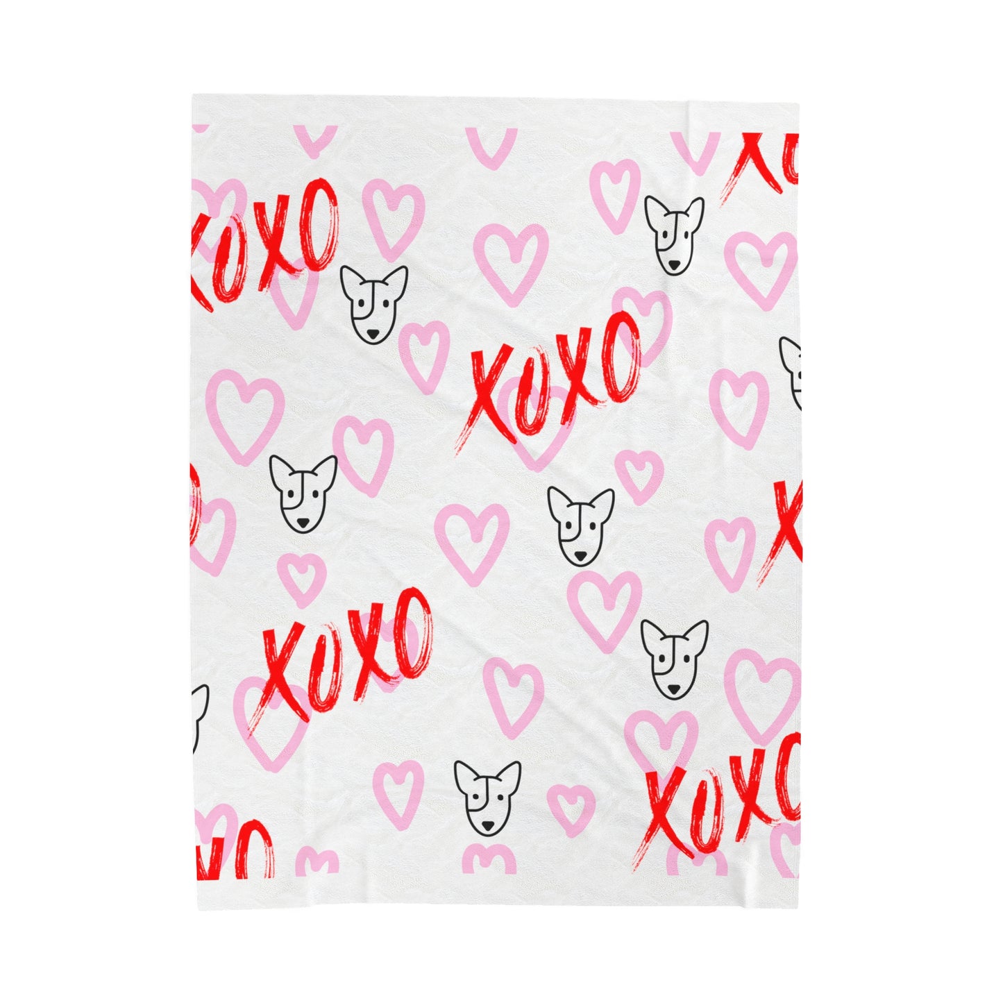 Bull Terrier XOXO Velveteen Plush Blanket