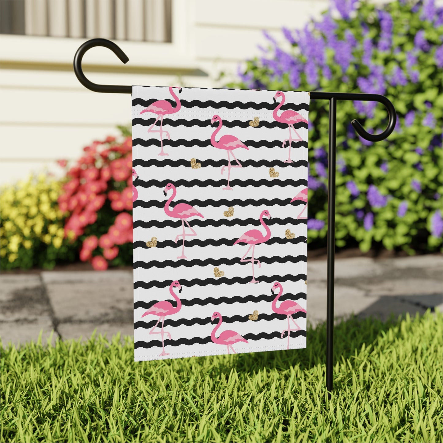 Flamingo Stripes Garden & House Banner