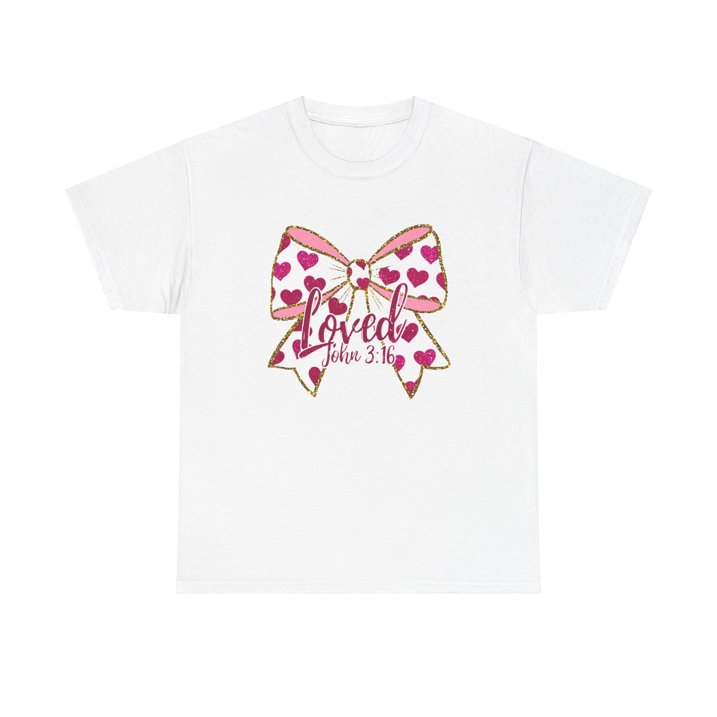 Loved Valentine's Day Bow Unisex Heavy Cotton Tee