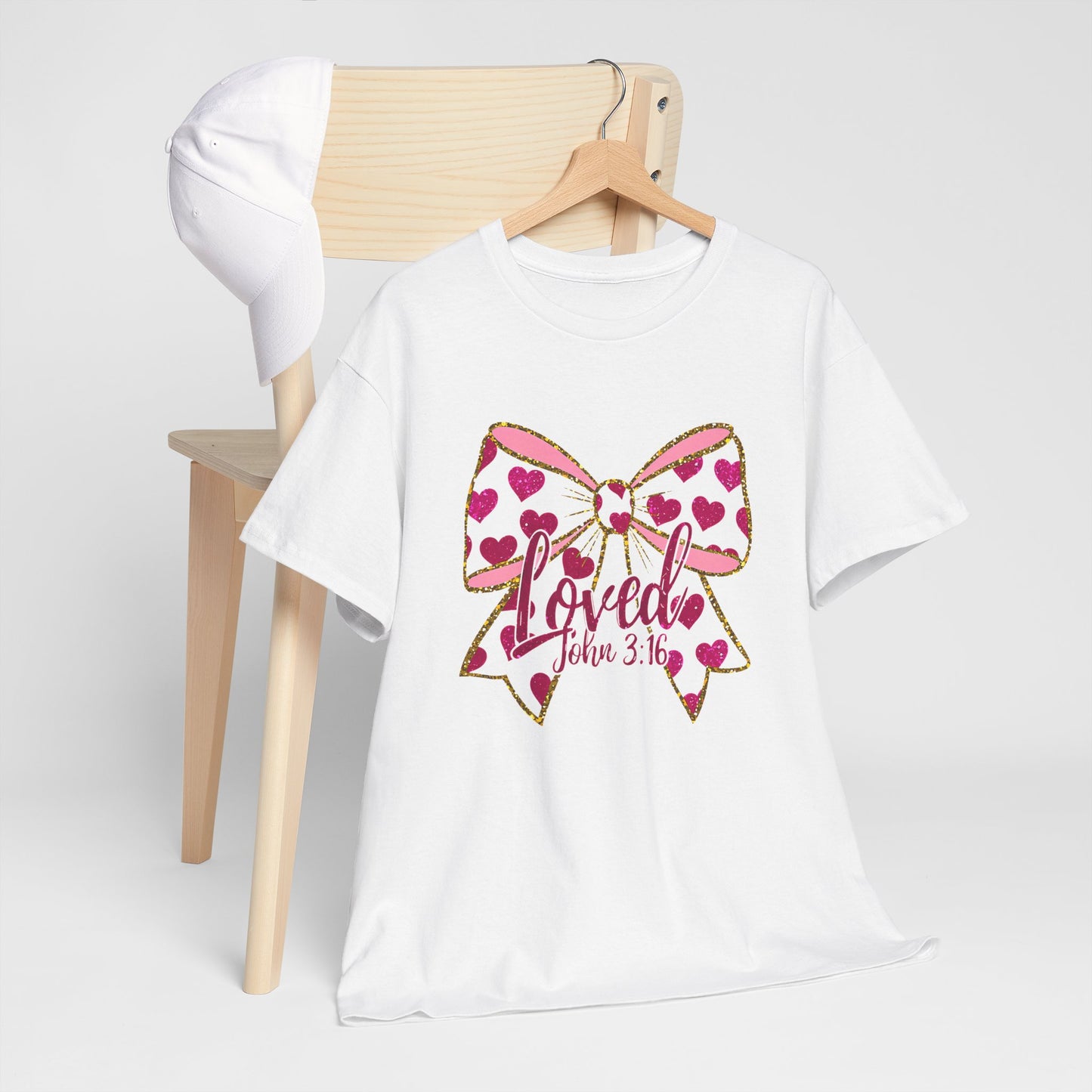 Loved Valentine's Day Bow Unisex Heavy Cotton Tee