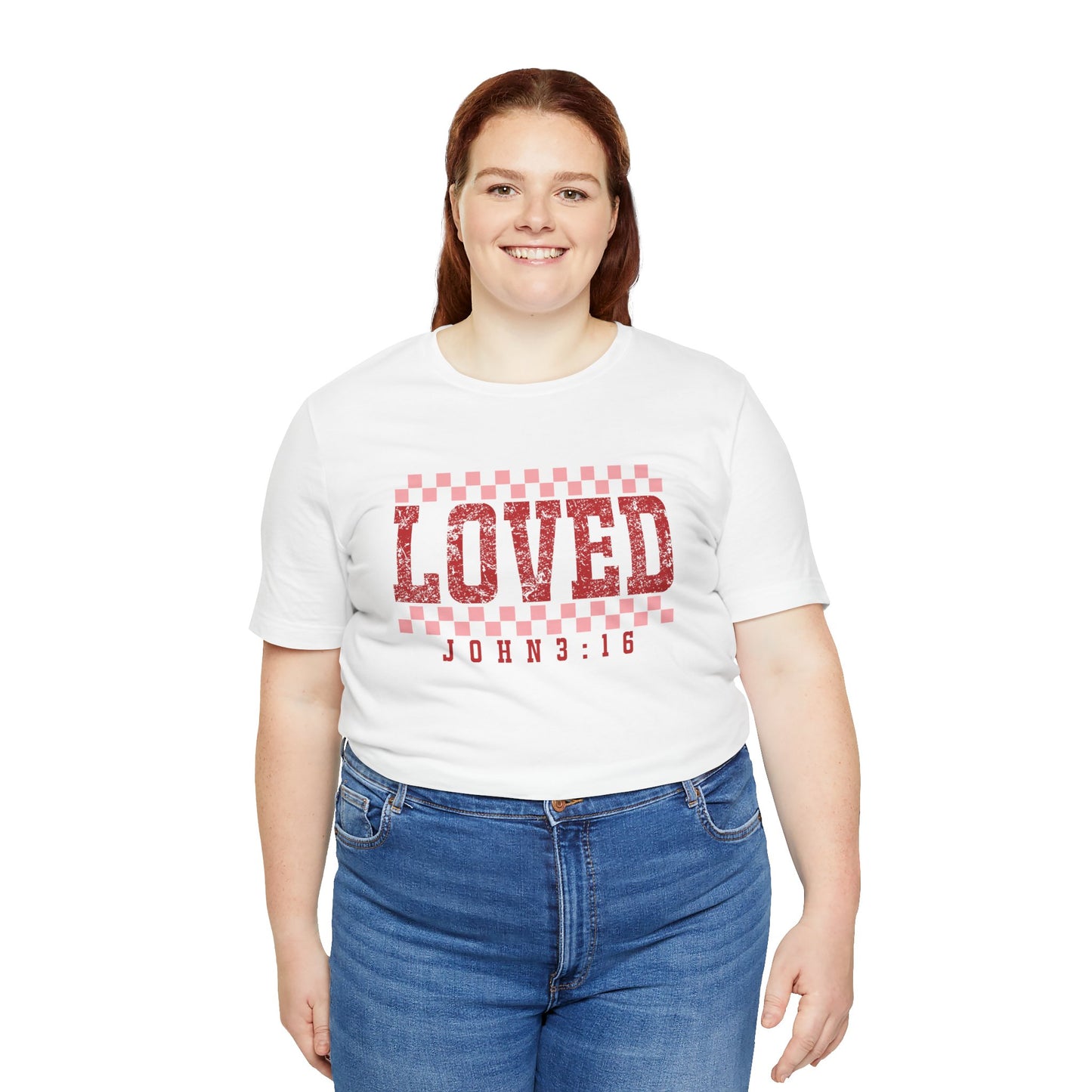 Loved , John 3:16  Unisex Jersey Short Sleeve Tee