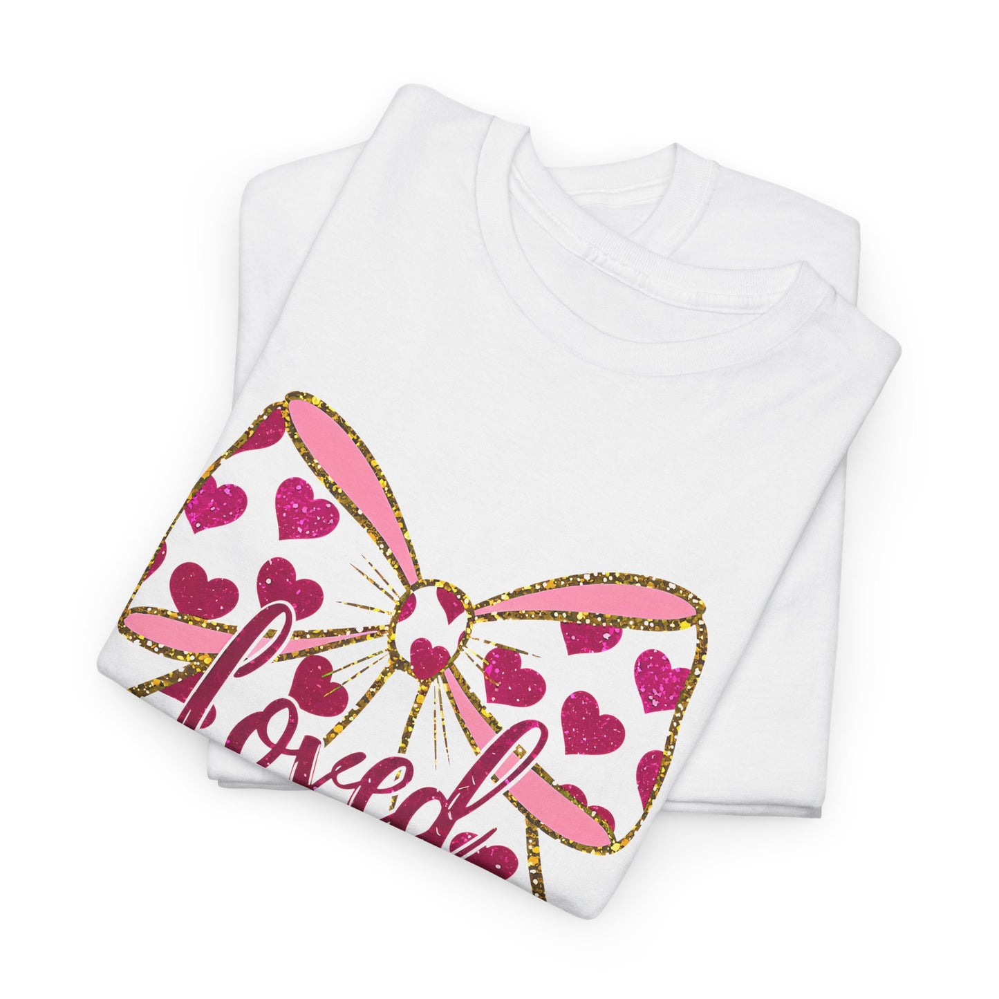 Loved Valentine's Day Bow Unisex Heavy Cotton Tee