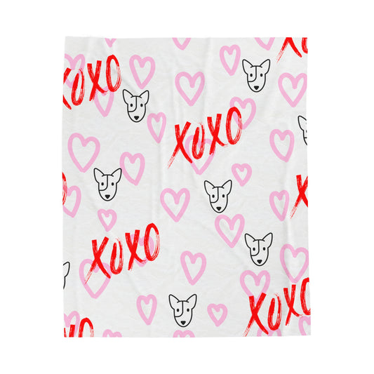 Bull Terrier XOXO Velveteen Plush Blanket