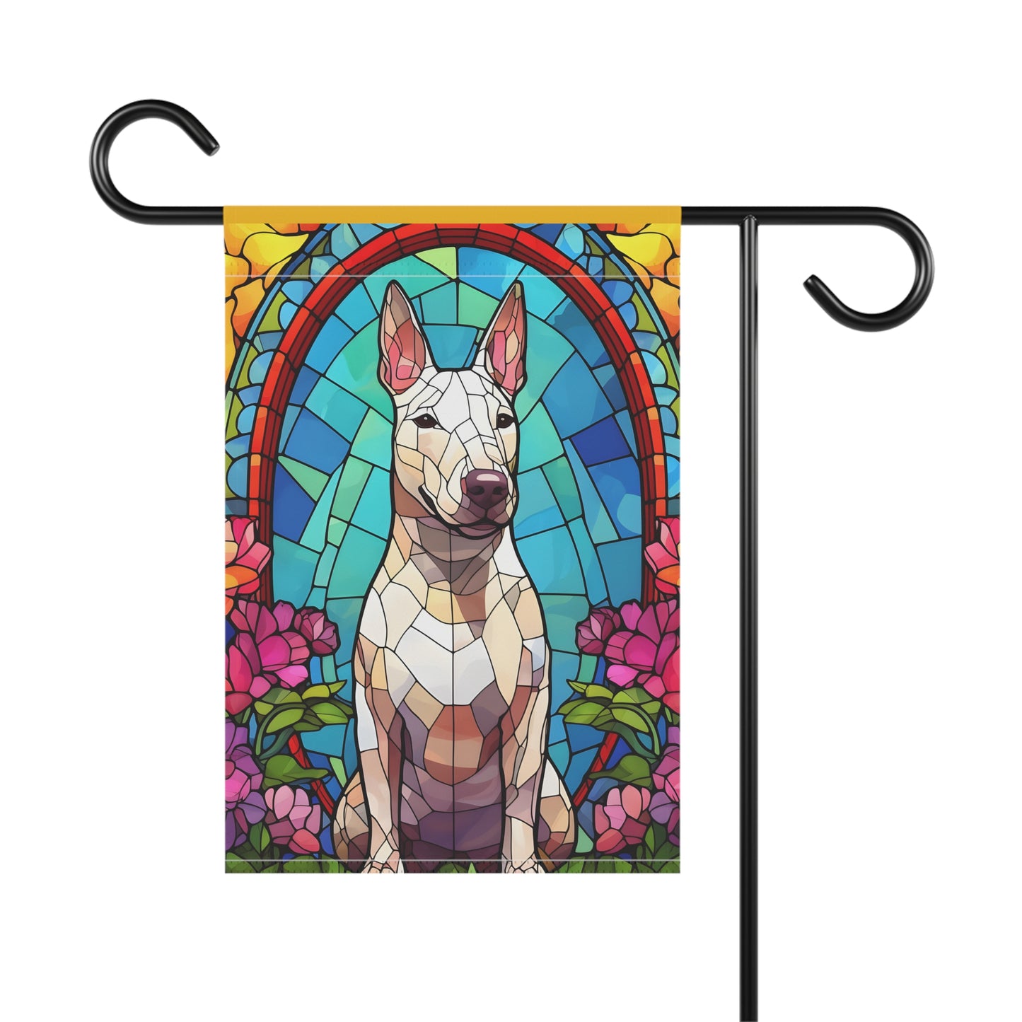 Bull Terrier Stained Glass Garden & House Banner