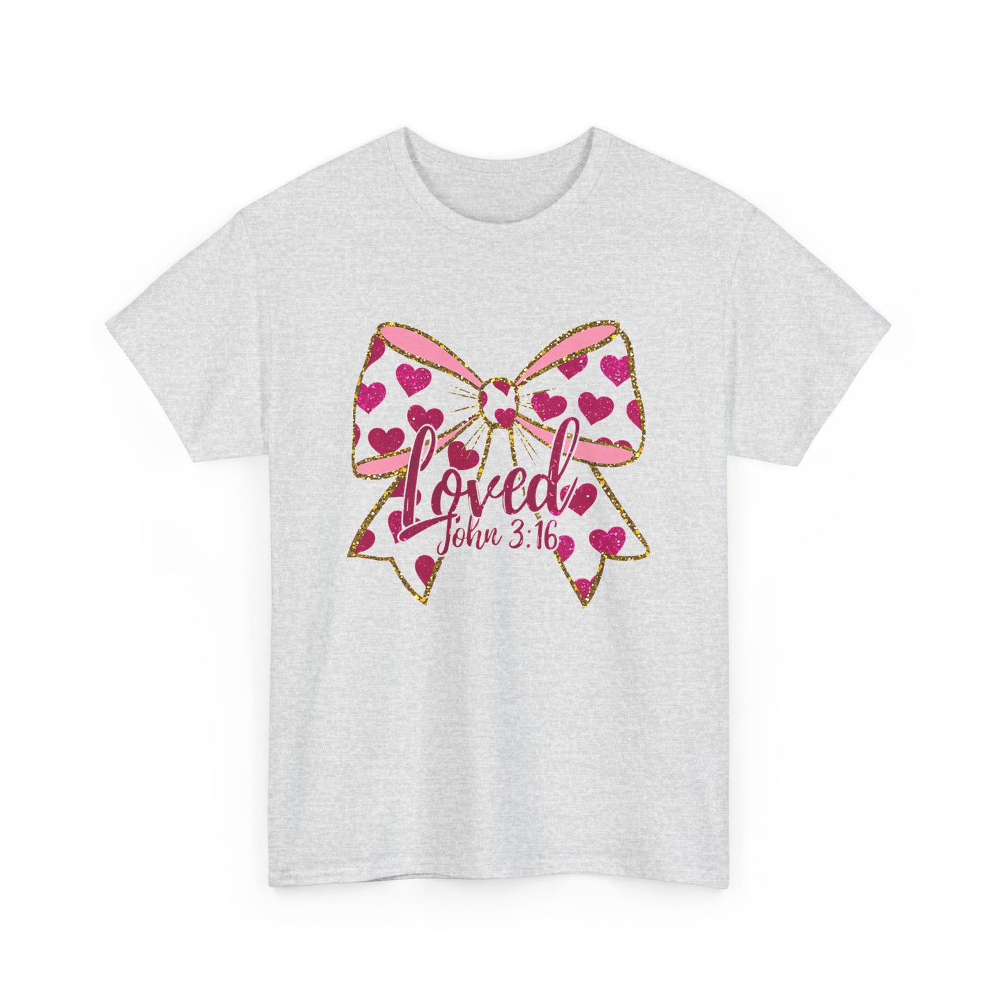 Loved Valentine's Day Bow Unisex Heavy Cotton Tee