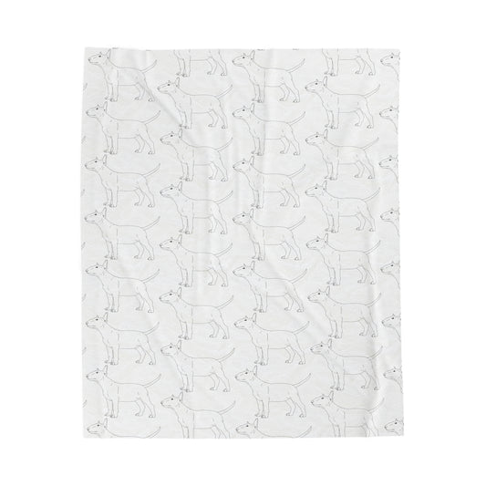 Velveteen Plush Bull Terrier Sketch Blanket