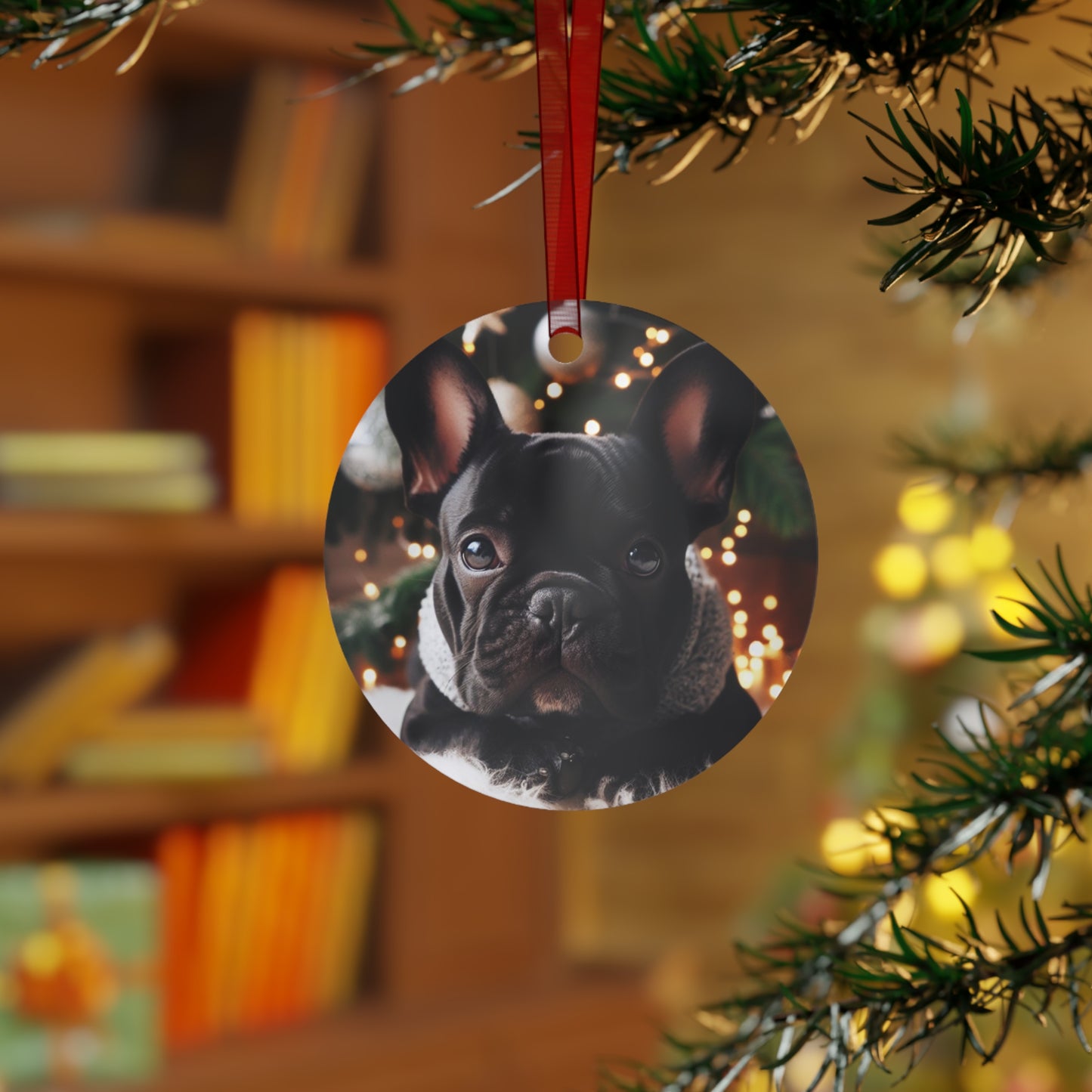 Black French Bulldog Metal Ornaments