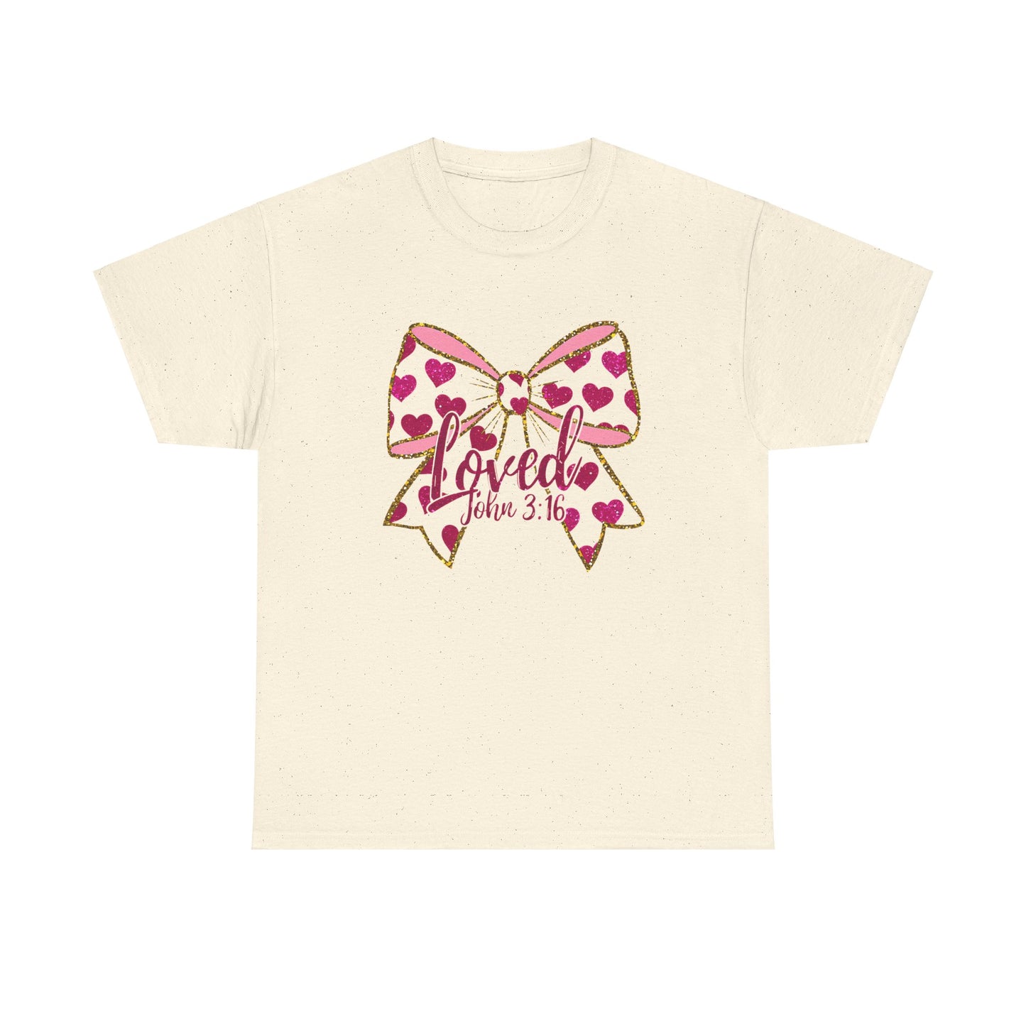 Loved Valentine's Day Bow Unisex Heavy Cotton Tee