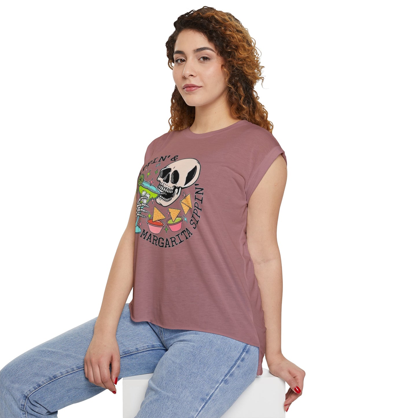 Women’s Cinco De Mayo Flowy Rolled Cuffs Muscle Tee