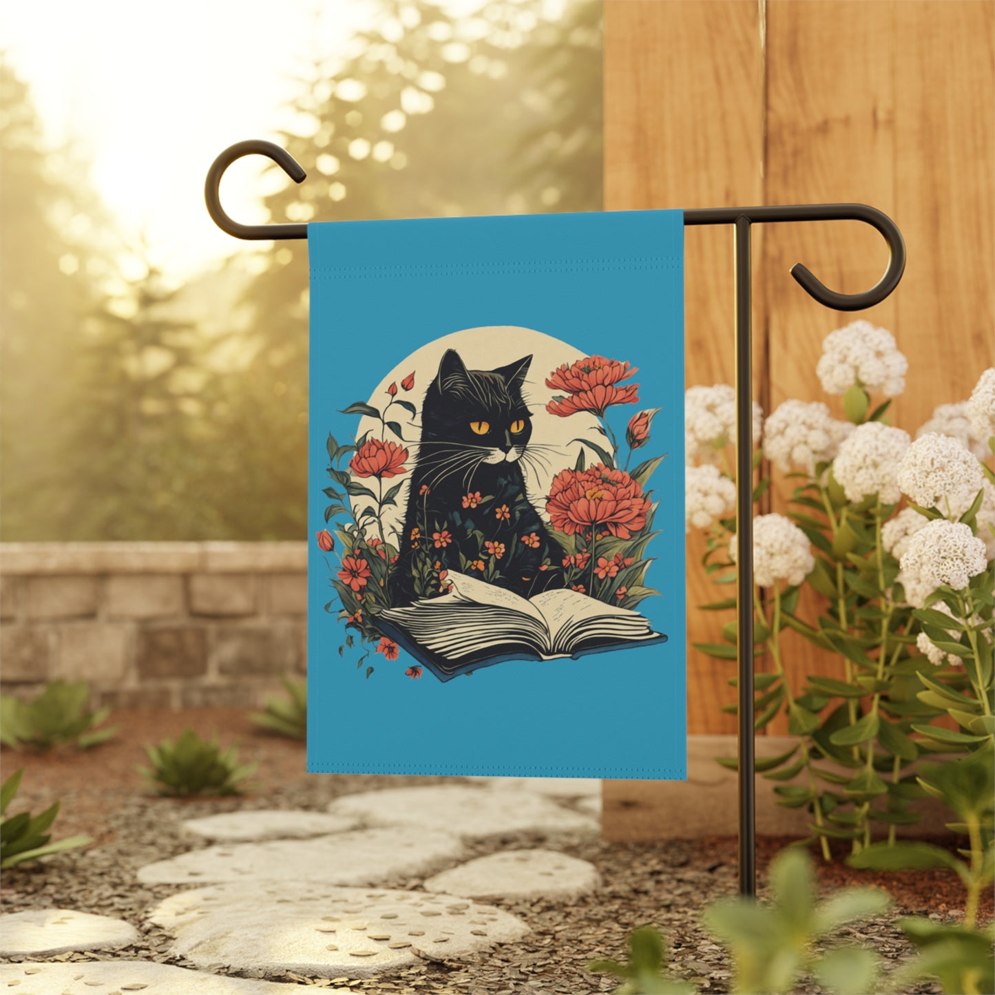 Cat With Book Garden & House Banner