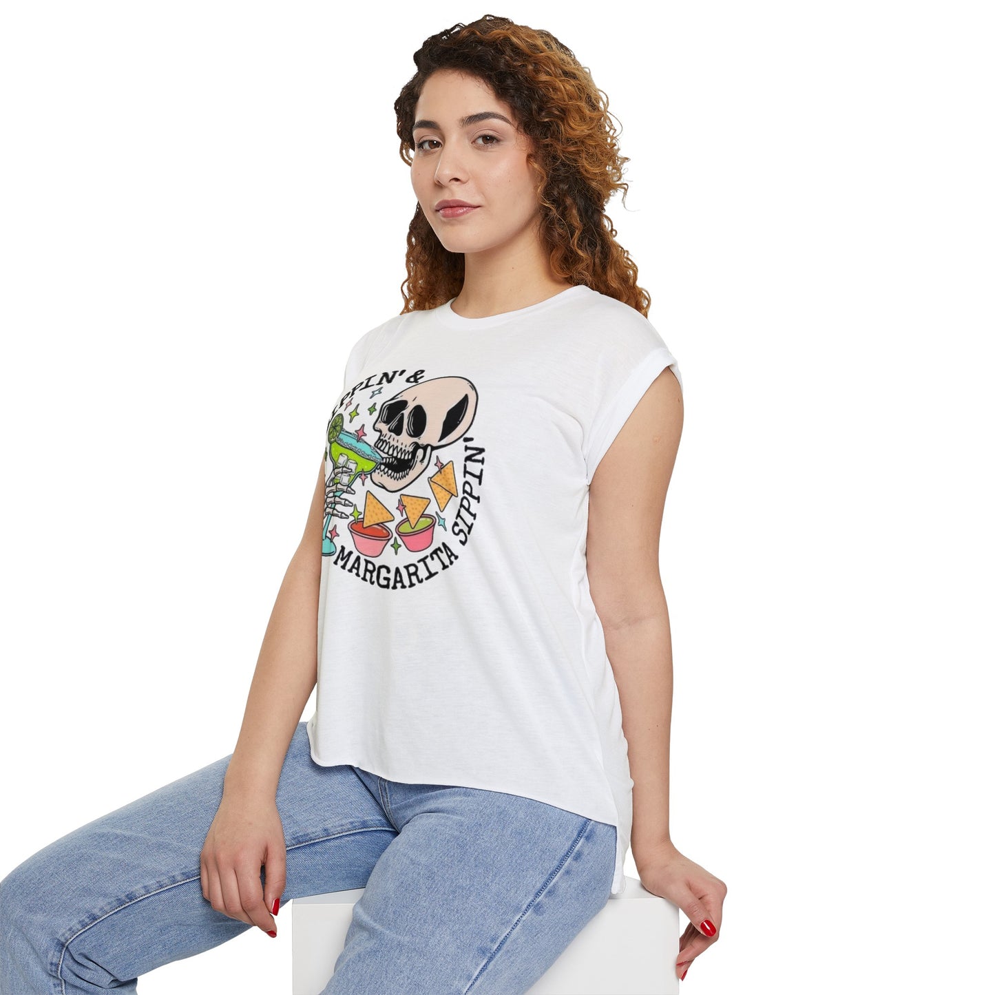 Women’s Cinco De Mayo Flowy Rolled Cuffs Muscle Tee