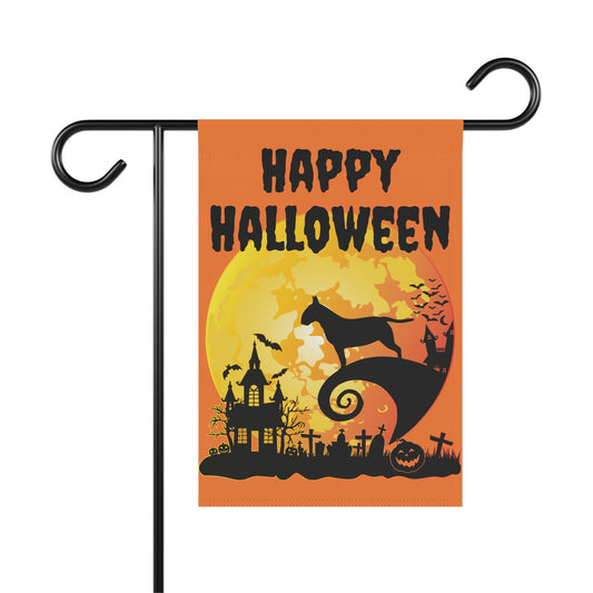 Happy Bull Terrier Halloween Garden & House Banner