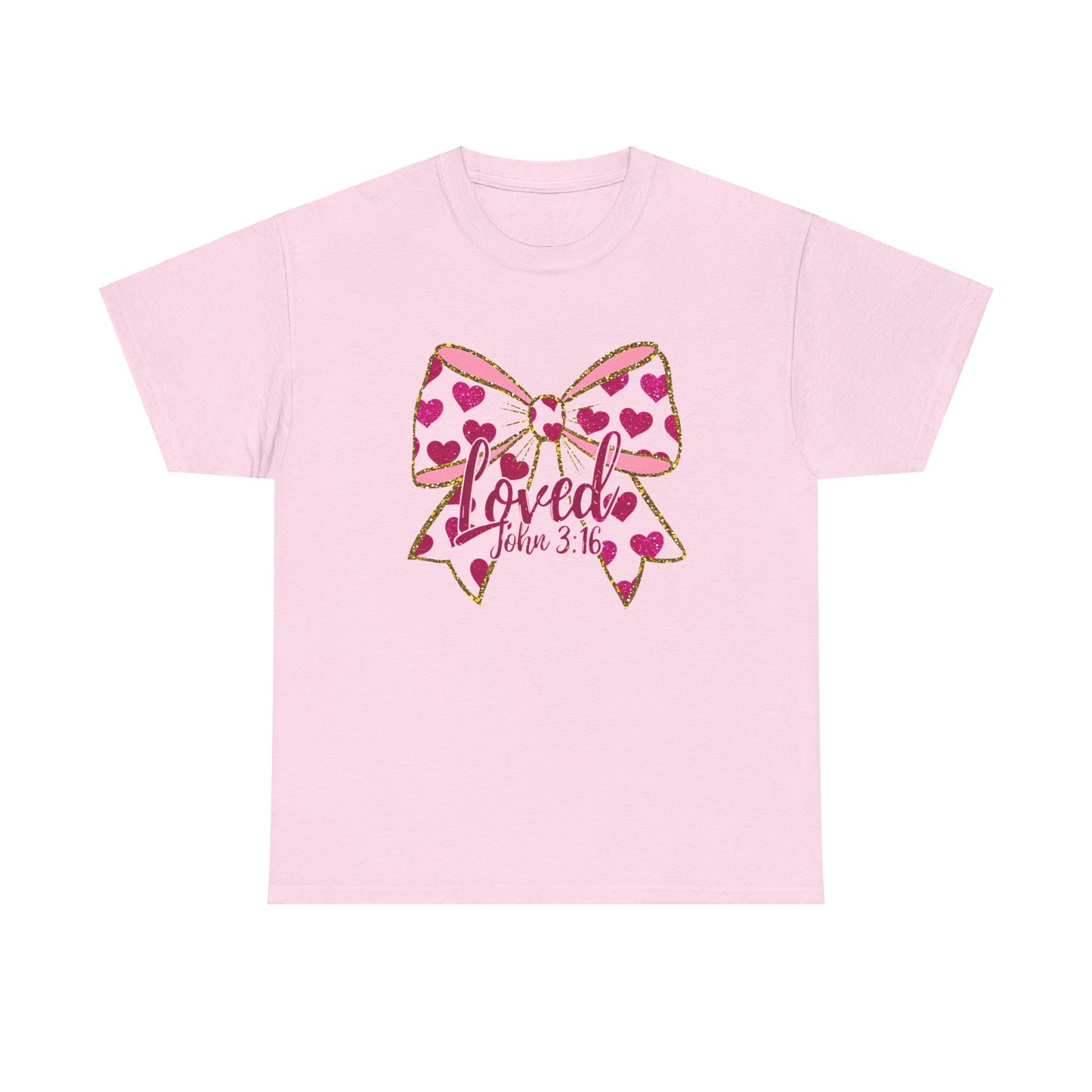 Loved Valentine's Day Bow Unisex Heavy Cotton Tee