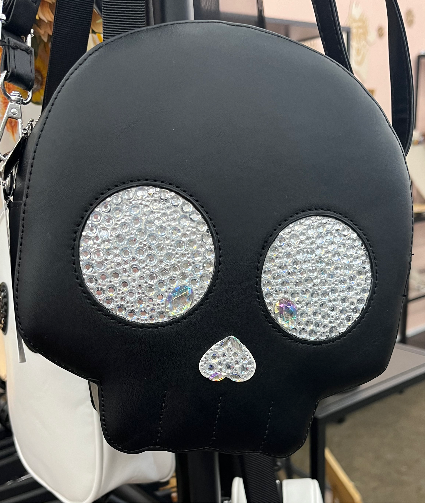 Hand-placed Rhinestone Skull Bag