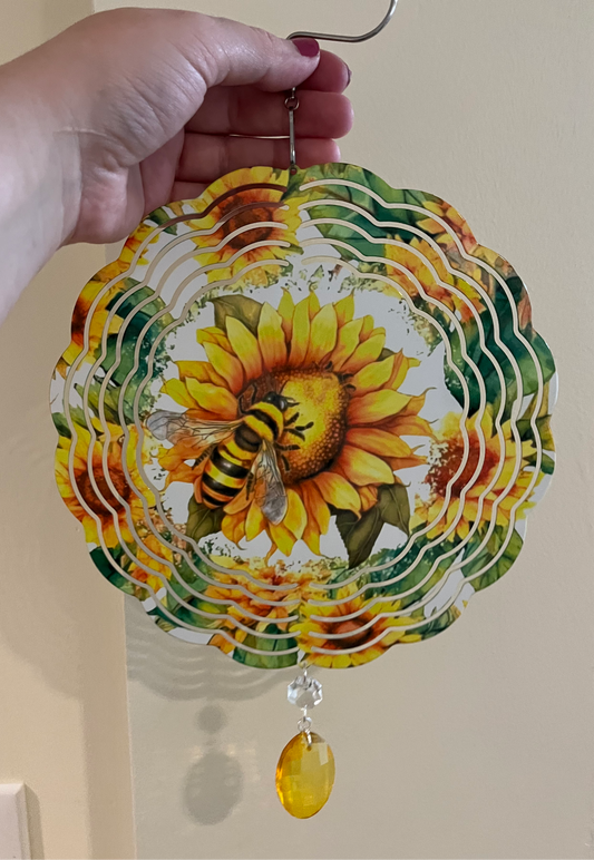 Bee & Sunflower Wind Spinner - Handmade