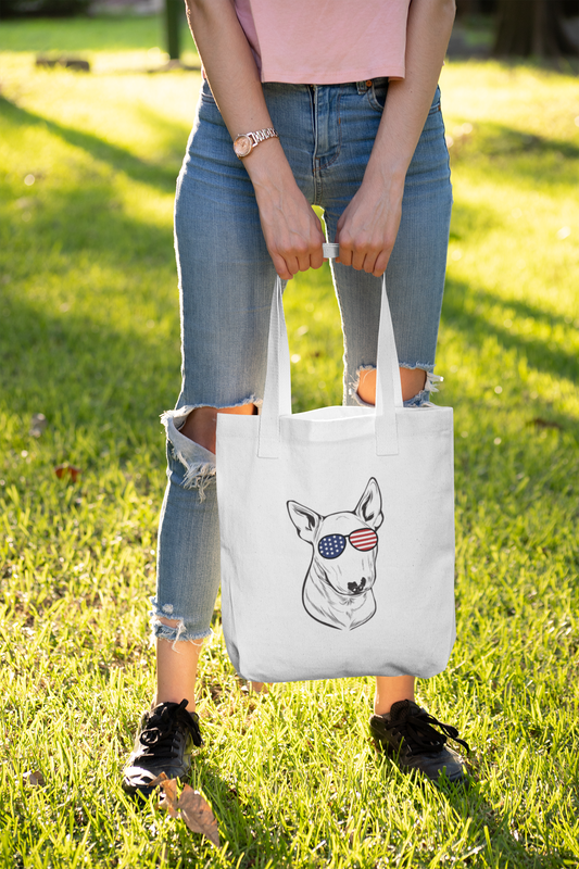 Patriotic Bull Terrier Tote Bag