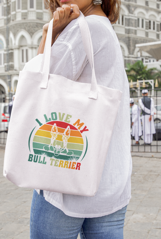 I Love My Bull Terrier Tote Bag